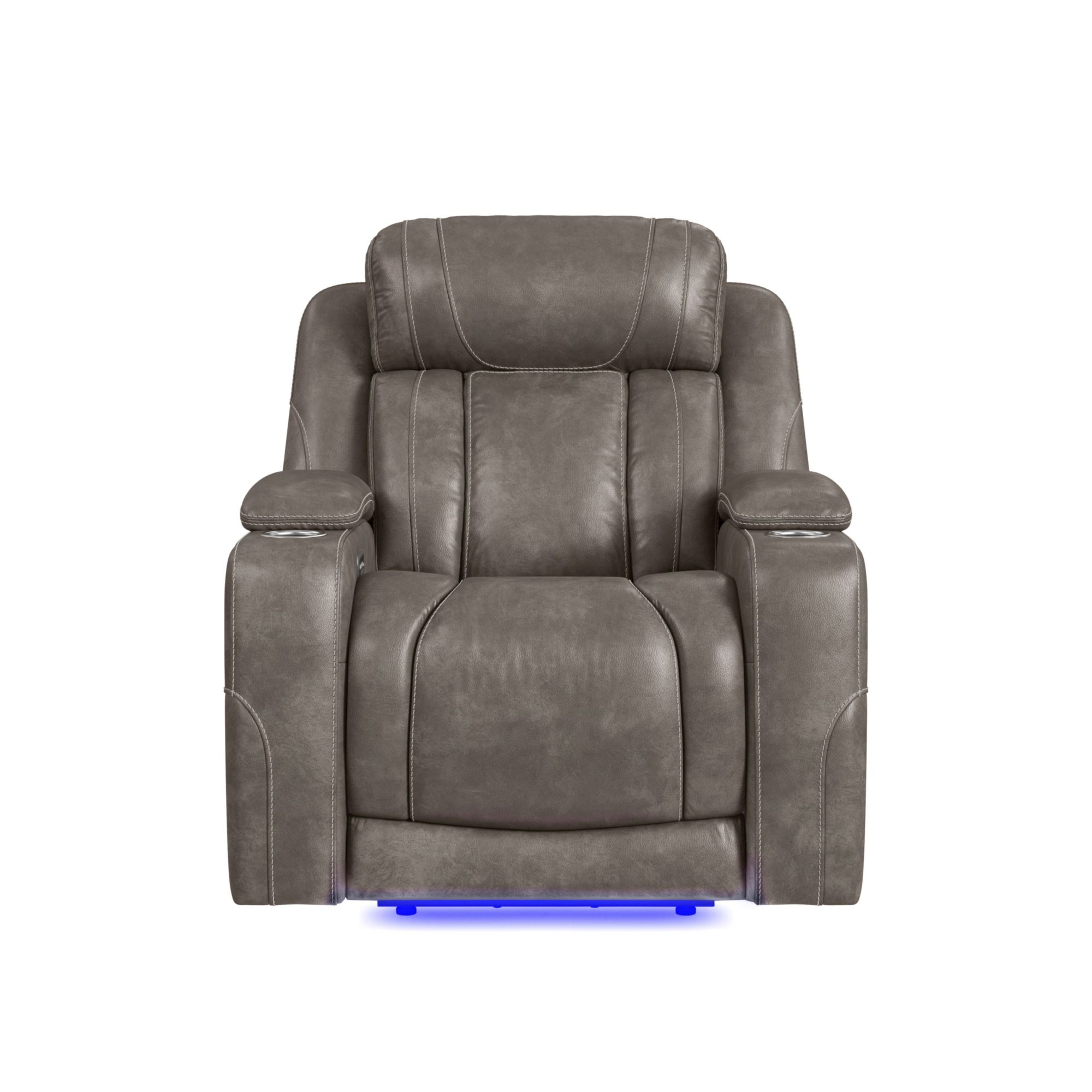 P3 Recliner With Led In Leather Gel Grey