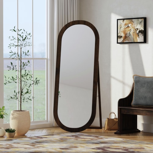 Sylvie Floor Mirror In Dark Brown