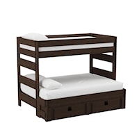 Cali Kids Complete Twin Over Full Bunk With Trundle in Brown