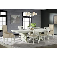Transitional 7-Piece Dining Set with Upholstered Chairs