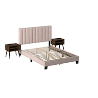 Contemporary Queen Bed with 2 Nightstands