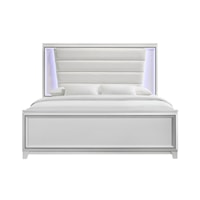 Transitional King Panel Bed with LED Lighting