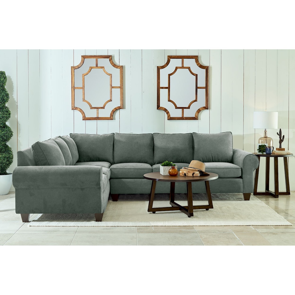 Elements International 705 Sectional Sofa Set with Reversiable Cushions