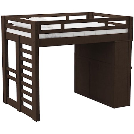 Cali Kids Complete Basic Loft Twin Desk Bed in Brown