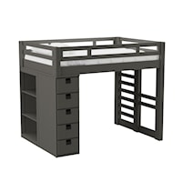 Cali Kids Complete Basic Loft Twin Bookcase Bed in Grey