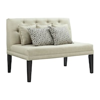 Contemporary Upholstered Loveseat Dining Bench with Button Tufted Back