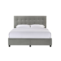 Contemporary Queen Storage Bed with  Button Tufting 