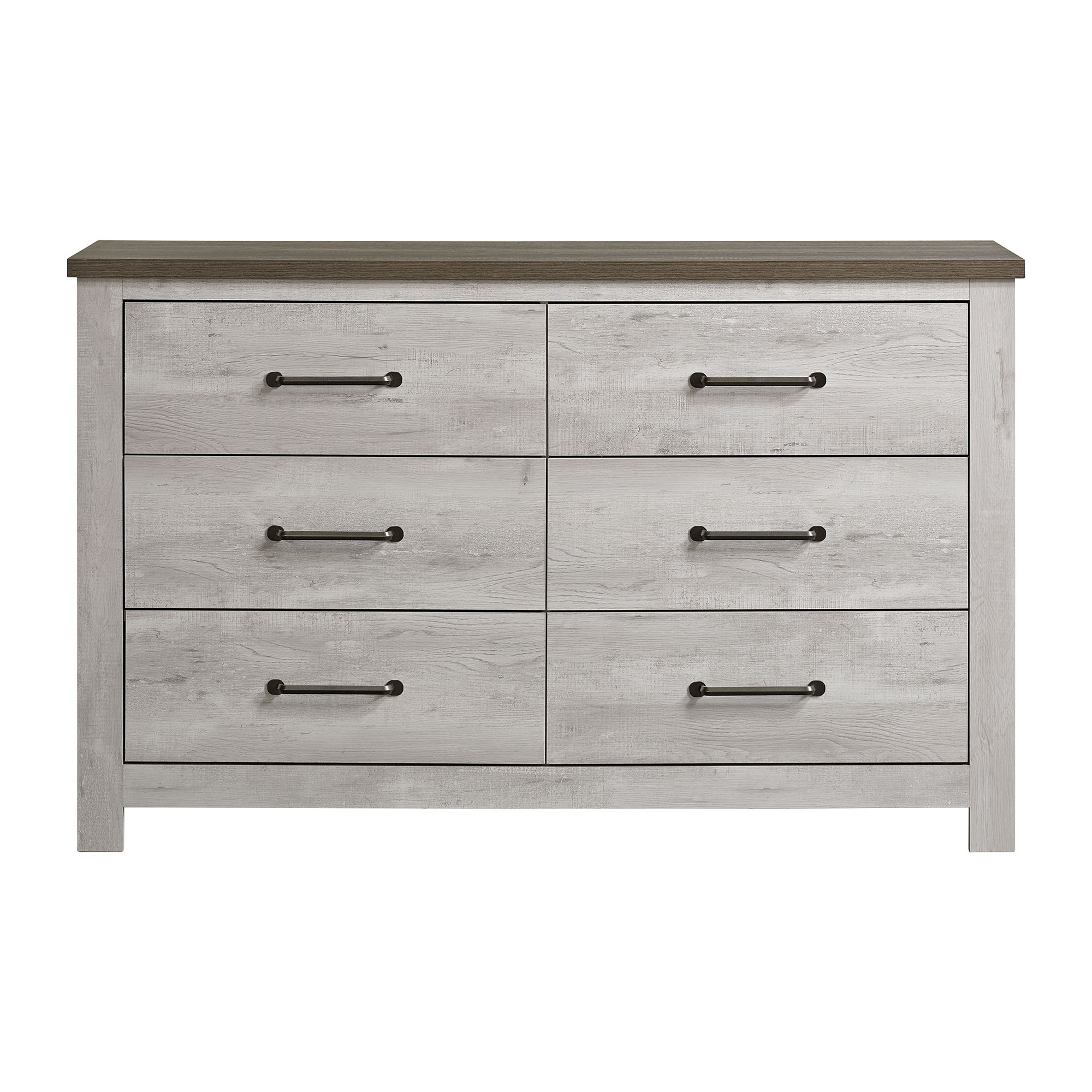 6-Drawer Dresser In Dark Grey And White Wash