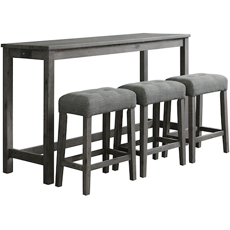 Transitional Counter Height Dining Set with USB Ports