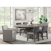 Transitional 7-Piece Dining Set with Host Chairs