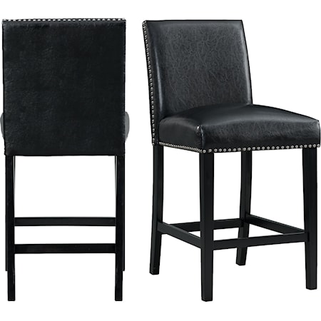 Set of 2 Transitional Counter Height Faux Leather Side Chairs