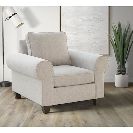 Transitional Accent Chair with Rolled Arms