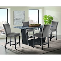 Contemporary 5-Piece Counter Height Dining Set with Marble Top