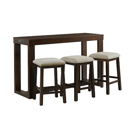 Transitional Bar Table Set with USB Ports 
