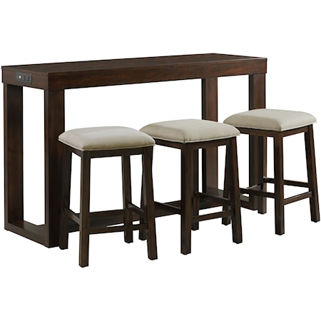 Transitional Bar Table Set with USB Ports 