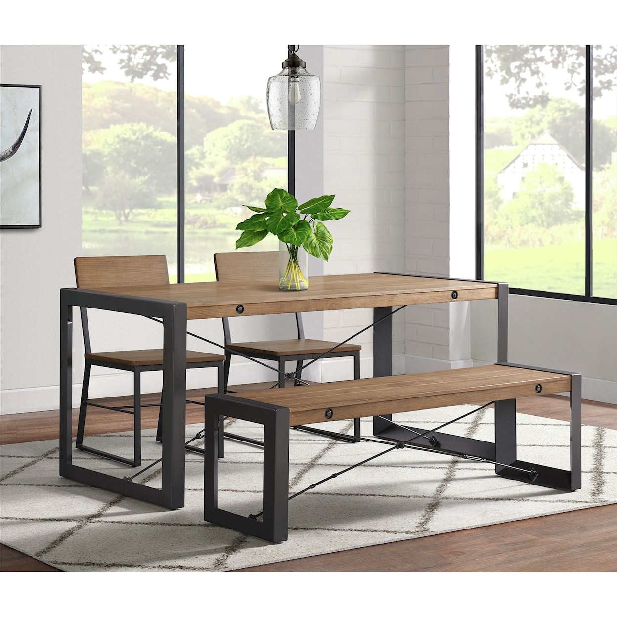 Elements International Industrial Rectangular Dining Table