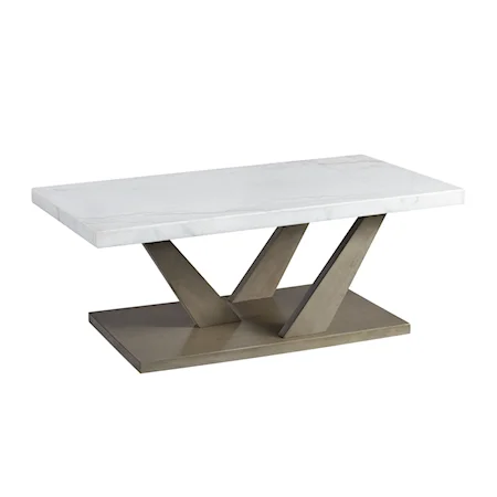 Contemporary Coffee Table with White Marble Top
