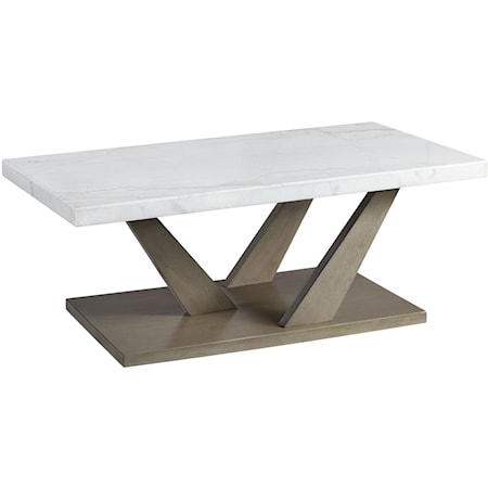 Contemporary Coffee Table with White Marble Top