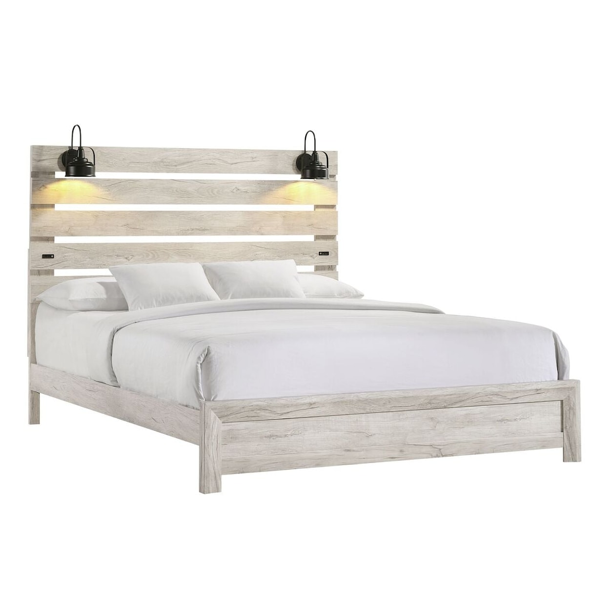Elements International Fort Worth White King Bed