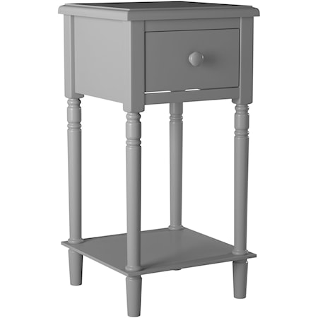 Transitional Single Drawer Nightstand with Lower Shelf and USB Port