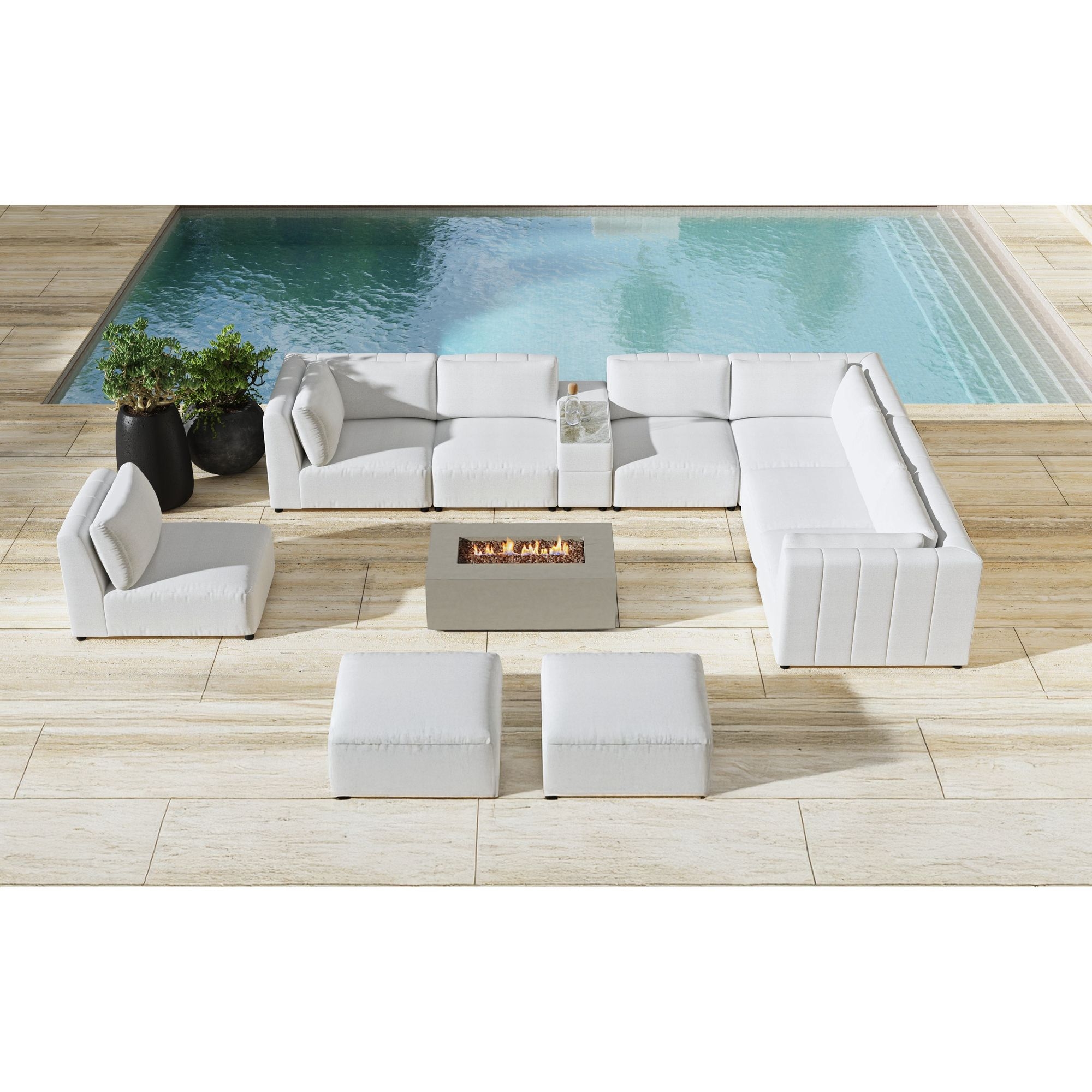 Elements International Zandara 33" Sq. Modular Ottoman