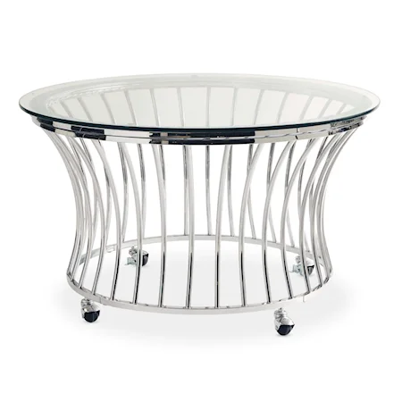 Contemporary Round Coffee Table with Casters 