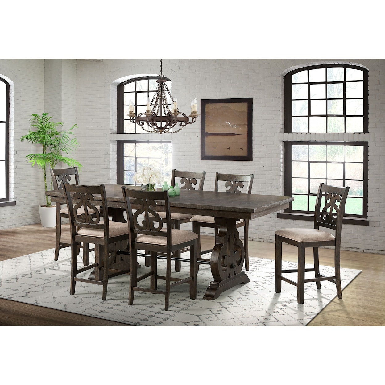 Elements International Stone Dining Room Set