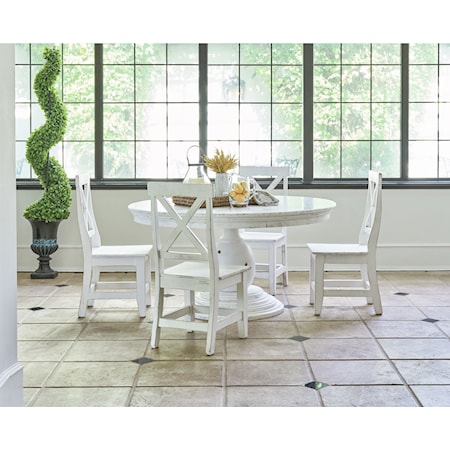 Rustic 5-Piece Round Table Dining Set