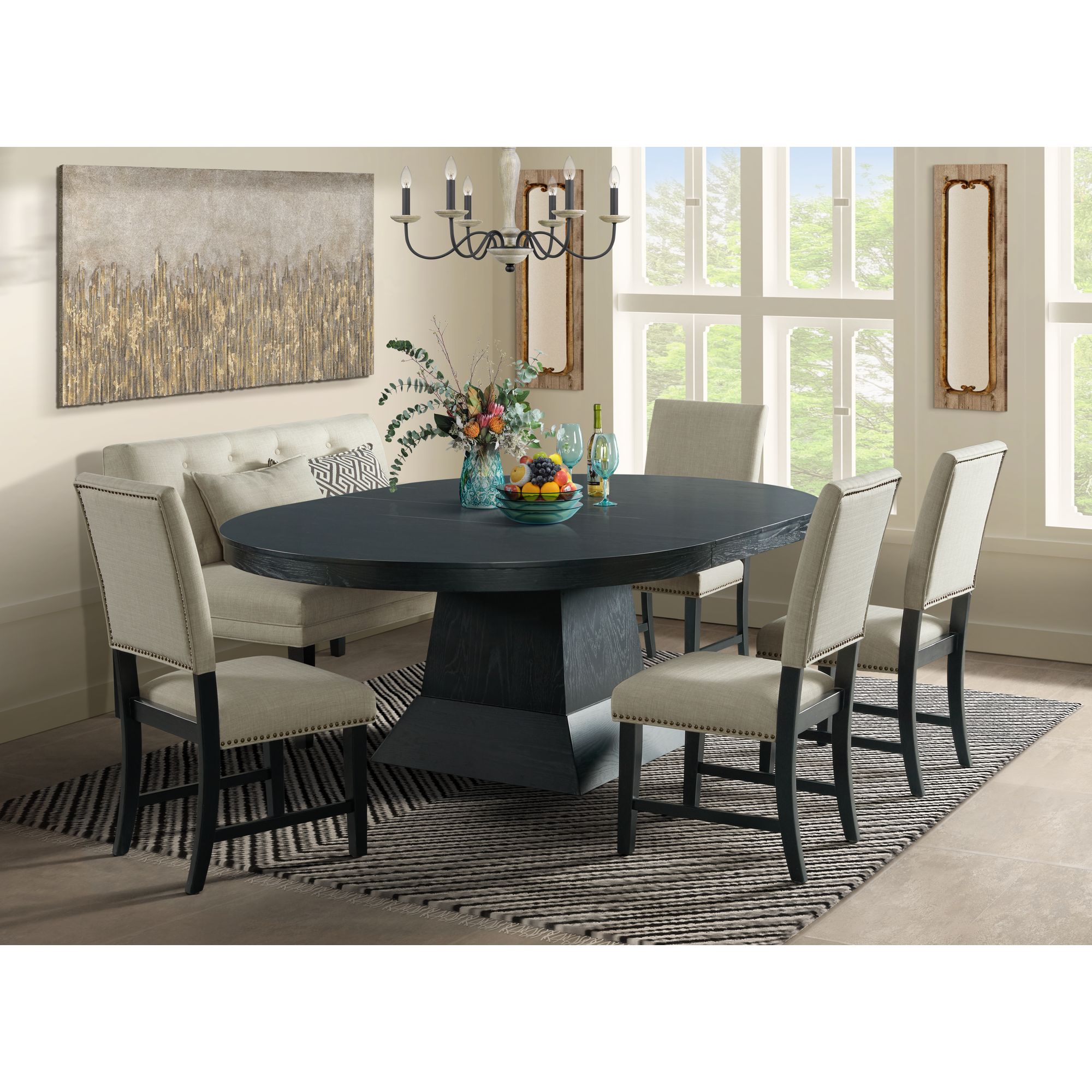 maddox oval extendable dining sectional set and chairs