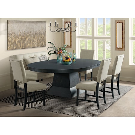 Contemporary 6-Piece Dining Set with Upholstered Side Chairs and Loveseat Bench