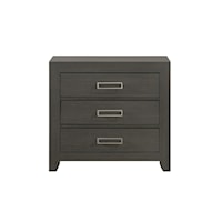 Contemporary Three-Drawer Nightstand with USB Ports and Felt-Lined Top Drawer