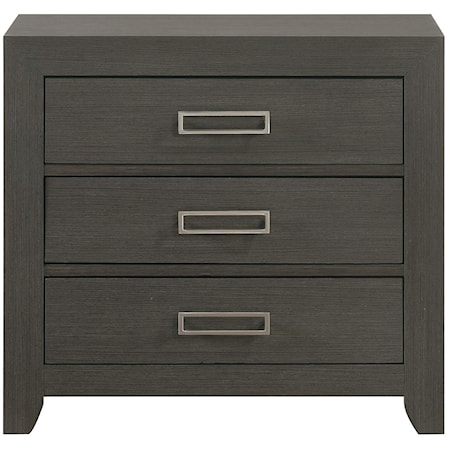 Contemporary Three-Drawer Nightstand with USB Ports and Felt-Lined Top Drawer