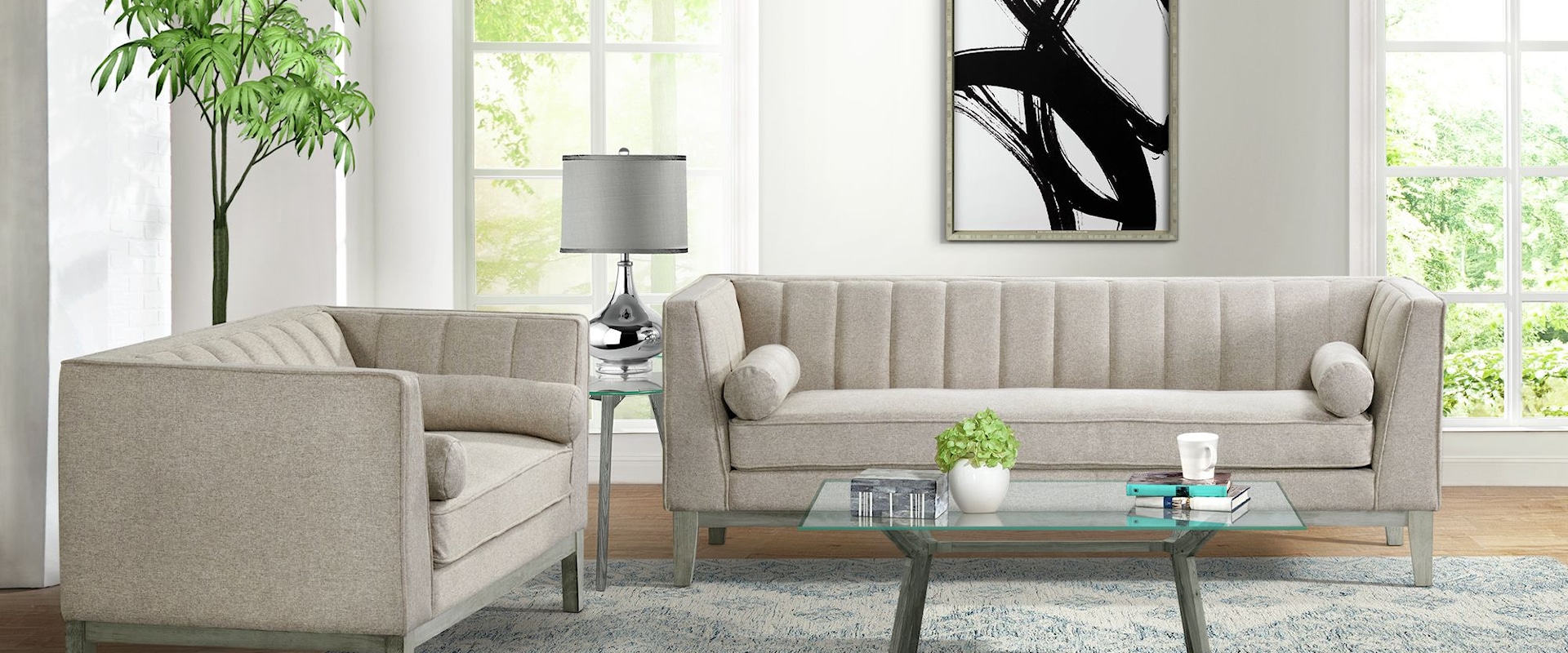 Contemporary 2-Piece Living Room Set