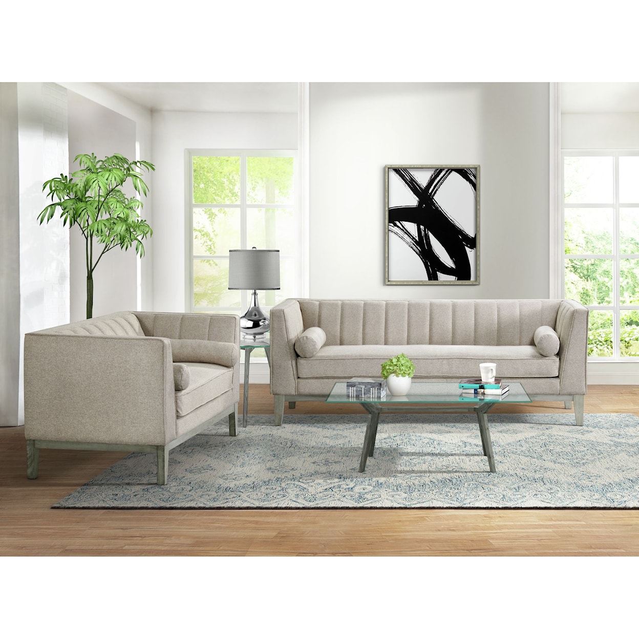 Elements International Cannes Sofa and Loveseat Set