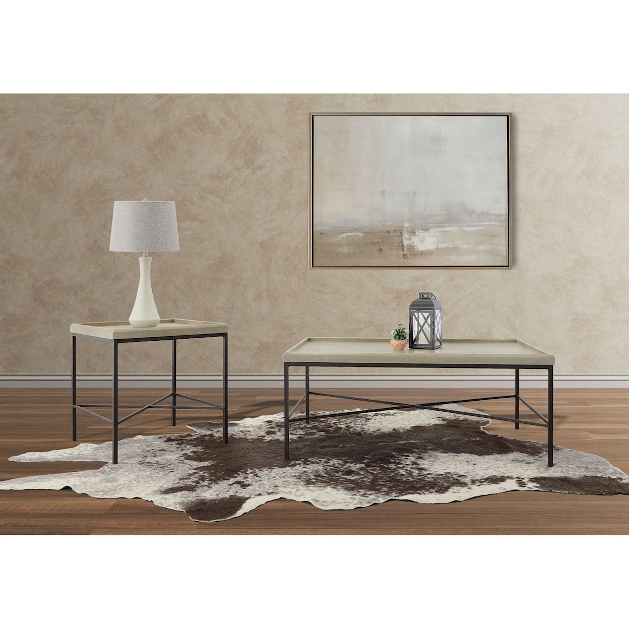 Elements International Timesch Natural Coffee Table with Metal Frame