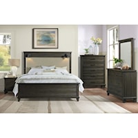 Colorado King Bed With Lights In Dark Brown