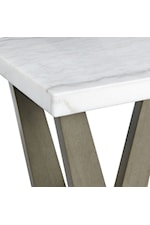 Elements International Greta Contemporary Square End Table with White Marble Top