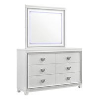 Transitional Dresser and Mirror Set with LED Lights