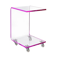 Contemporary Acrylic Snack Table with Casters