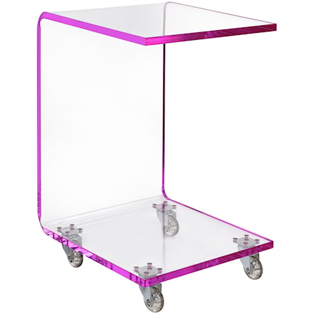 Contemporary Acrylic Snack Table with Casters