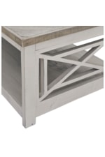 Elements International Justina Rustic Coffee Table with Lower Shelf Space