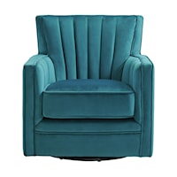 Contemporary Upholstered Swivel Accent Chair with Channel Tufted Back