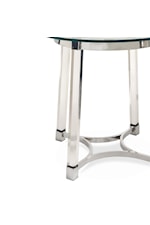 Elements Lucinda Contemporary Round End Table with Glass Top