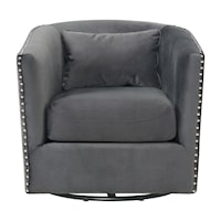 Transitional Swivel Chair with Nailheads