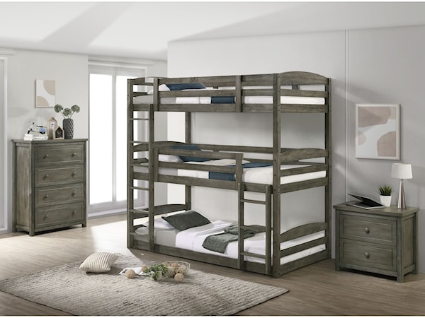 Triple Twin Bunk Bedroom Set