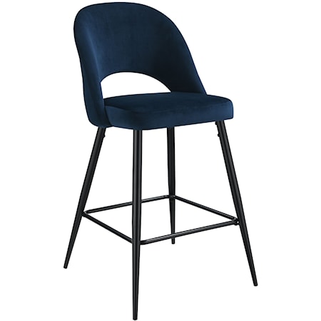 Contemporary Set of 2 Bar Stools with Splayed Legs and Cutout Back Design
