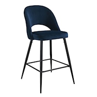 Contemporary Set of 2 Bar Stools with Splayed Legs and Cutout Back Design