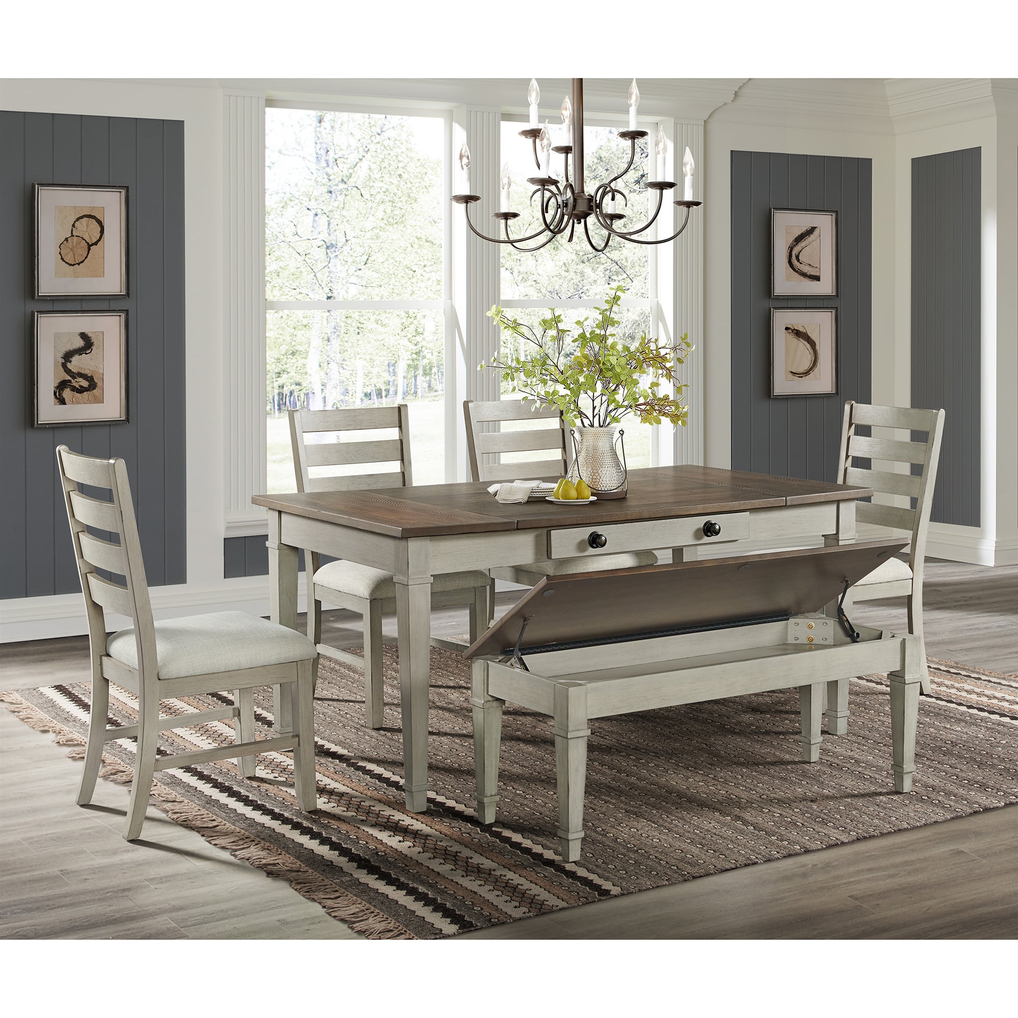 Elements Farmington D-9890-7-6PC Farmhouse 6-Piece Dining