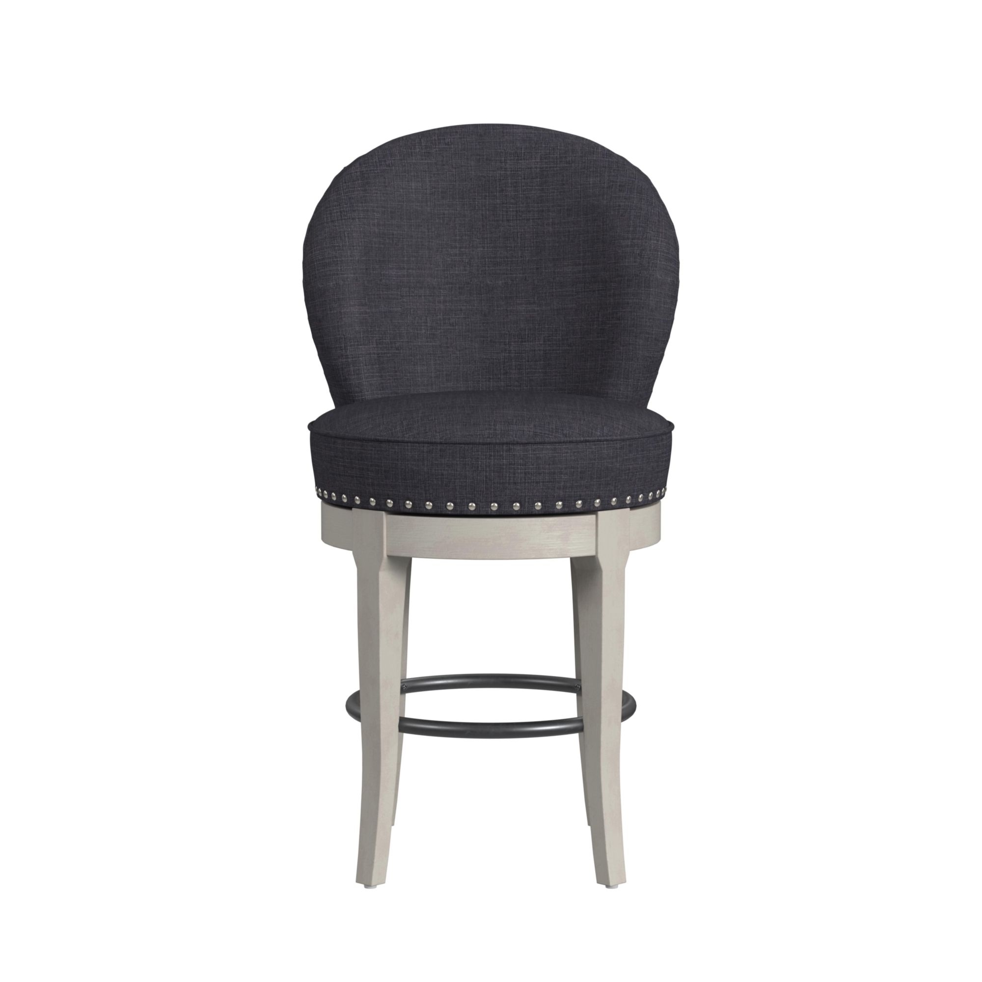 Upholstered Swivel Barstool w/Nailhead Trim