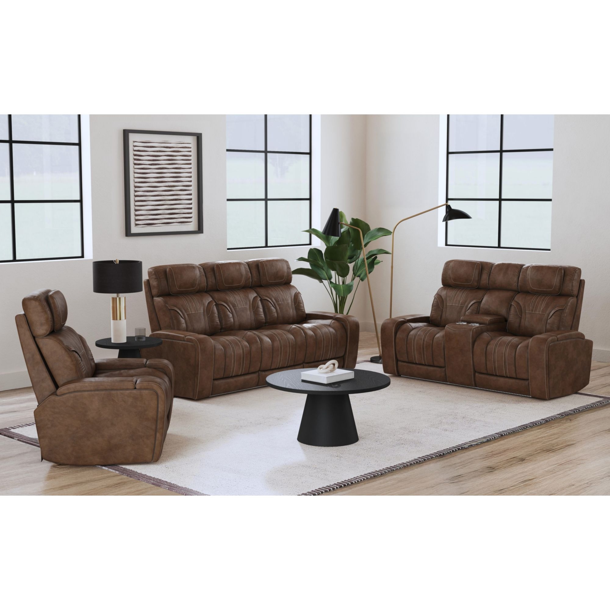 Elements International Bonanza Triple Power Sofa with Massage Features